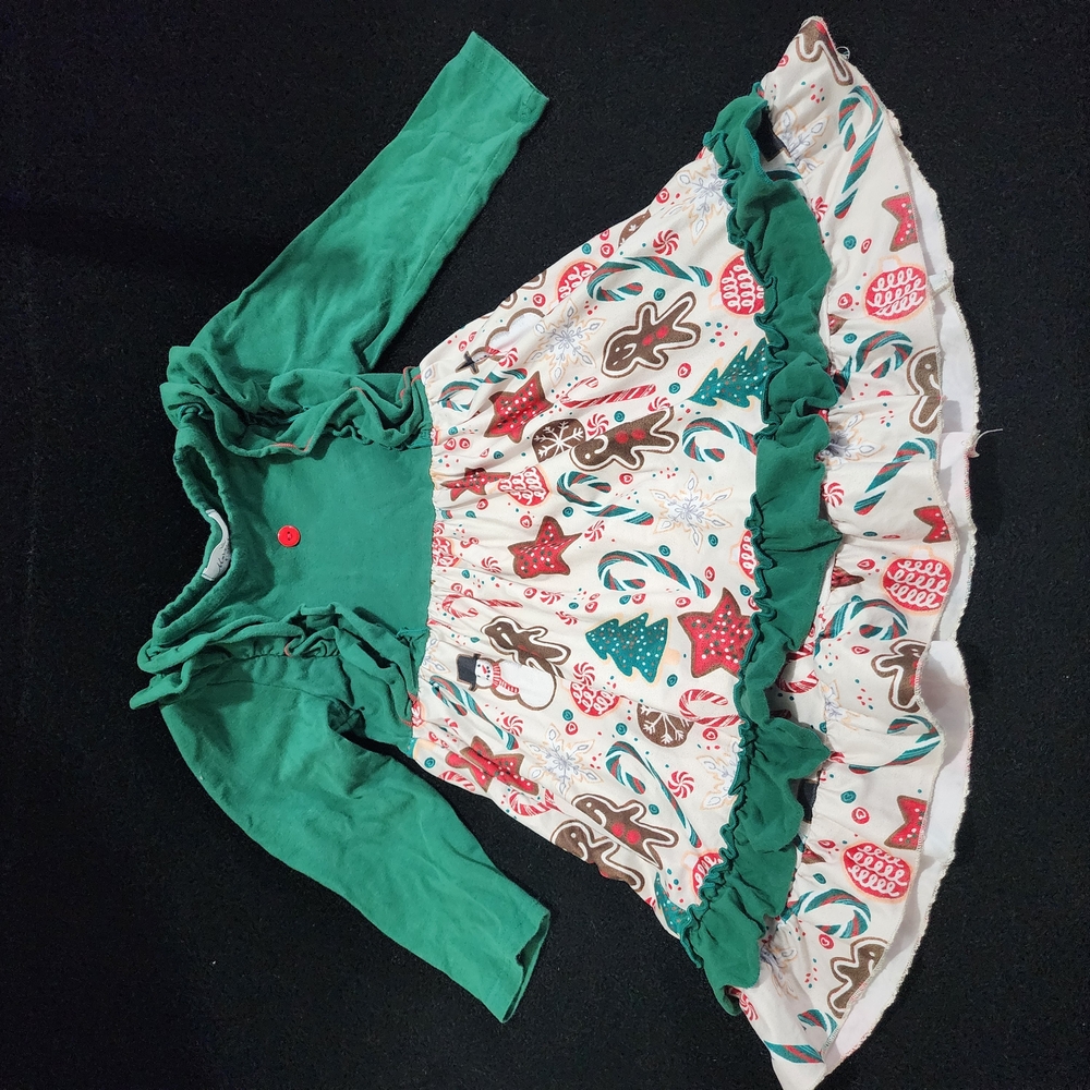 Festive Green and White Kids Dress